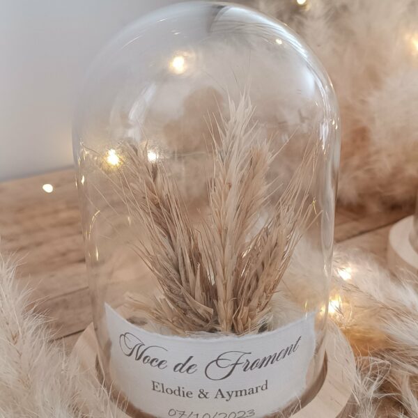 Cloche en verre – Cadeau 3 ans de mariage, Noces de froment