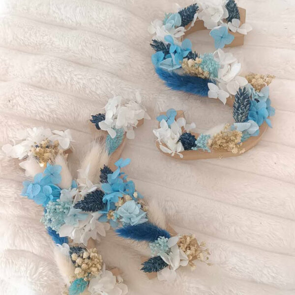 Lettre fleurie bleu ciel