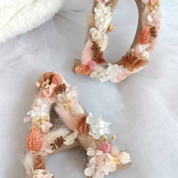 Lettre fleurie pêche, rose