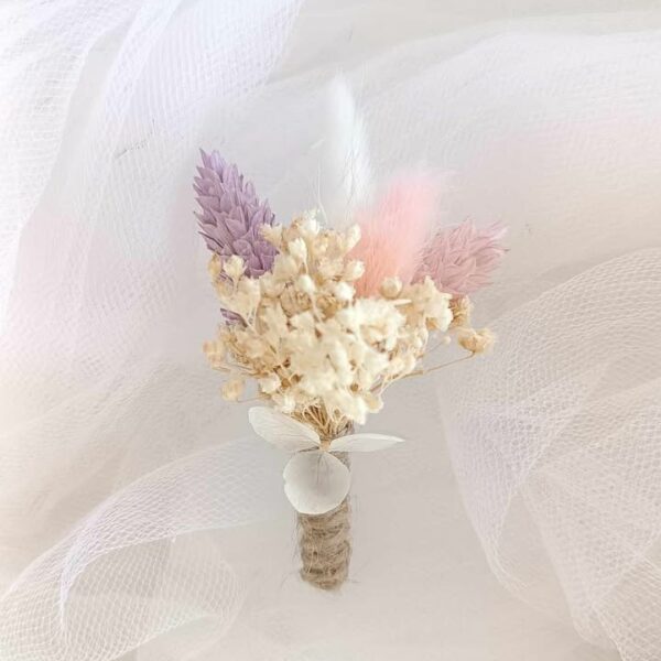 boutonnière accessoire homme et témoin pour mariage en fleurs séchées