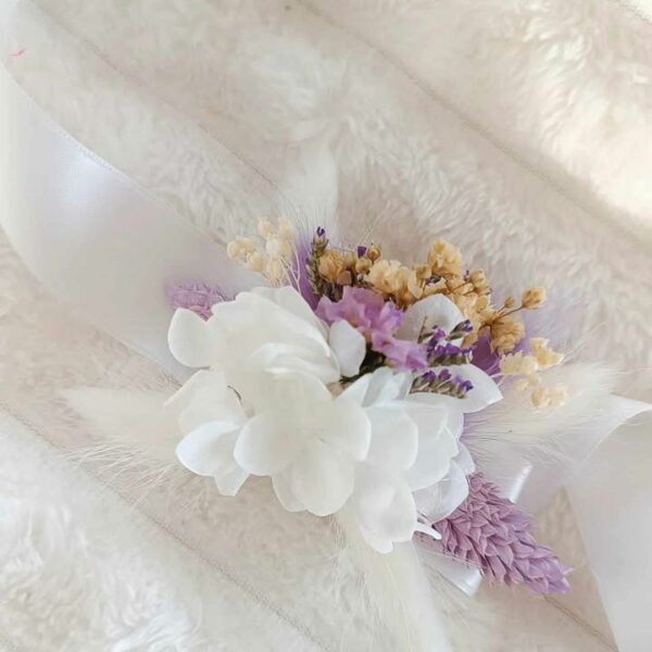 bracelet en satin en fleurs séchées pour mariage