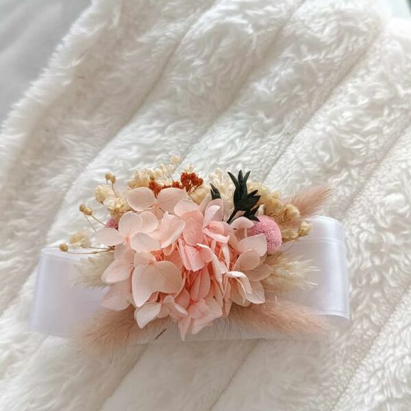 bracelet en satin en fleurs séchées pour mariage