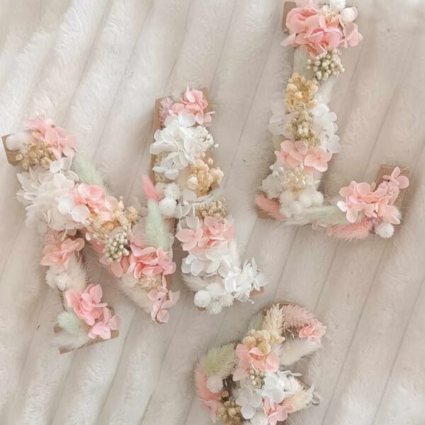 pack lettre fleurie en fleur séchées pour décoration mariage