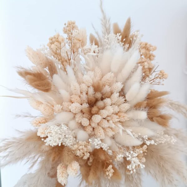 bouquet de mariage en fleurs séchées blanc et crème
