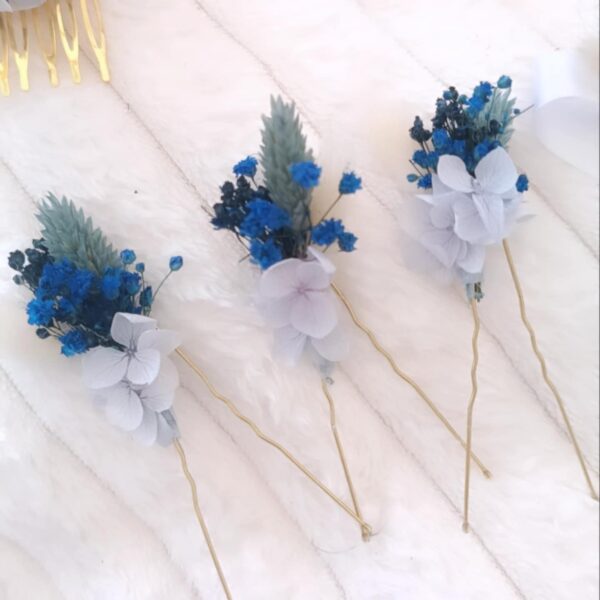 pics à cheveux ou épingles en fleurs séchées mariage