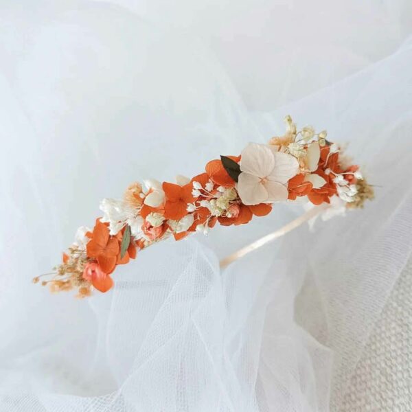 serre tête en fleurs séchées pour mariage