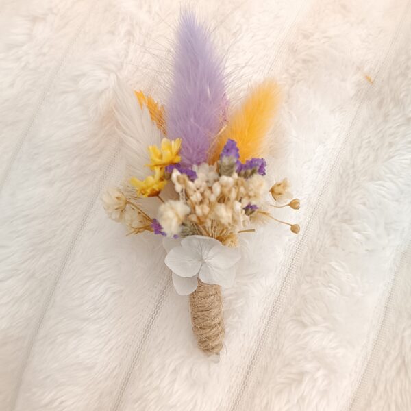 boutonnière mariage pour homme et témoin en fleurs séchées