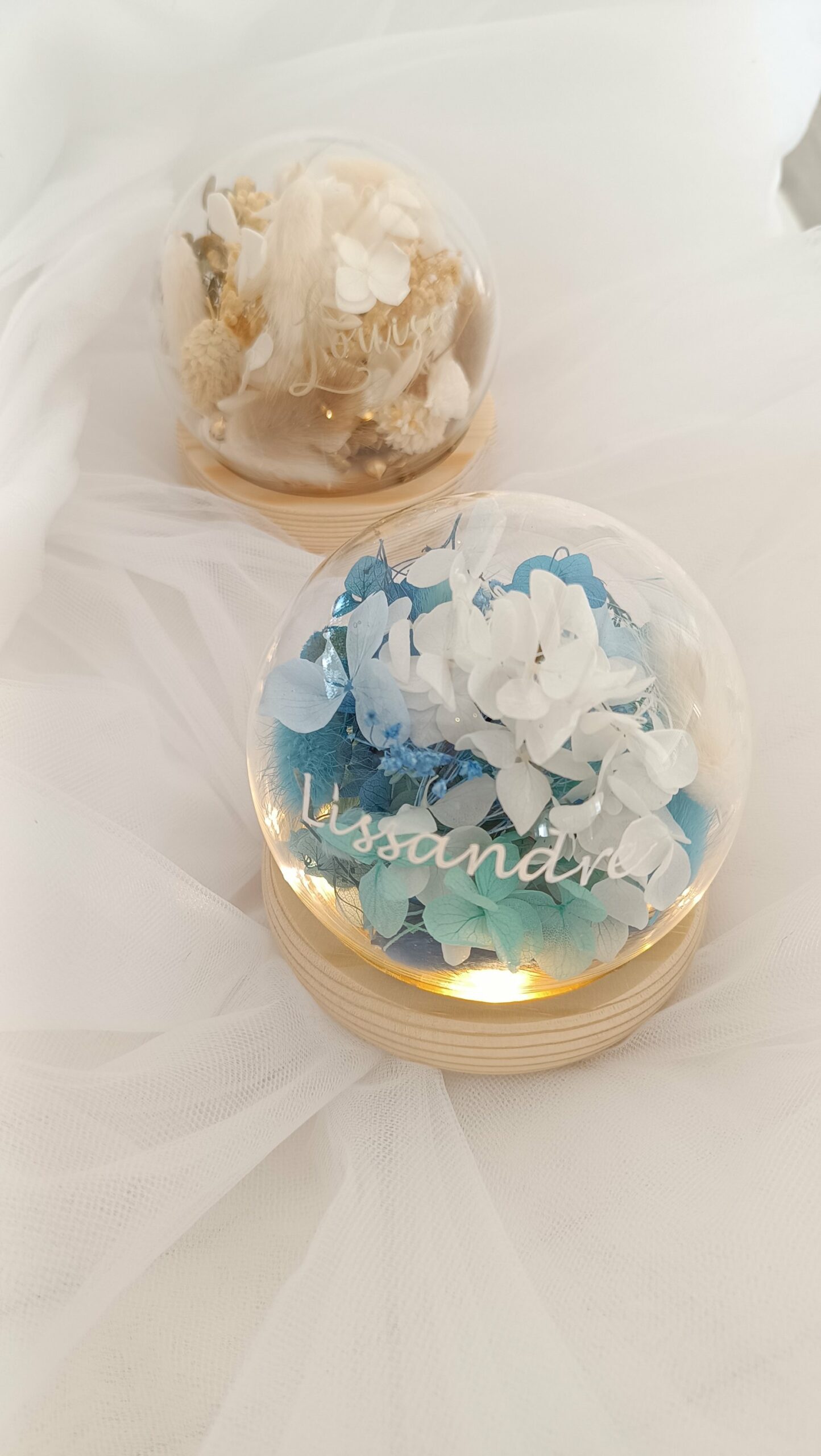 Veilleuse enfant bébé - La dormeuse lumineuse en fleurs séchées rose – Image 14