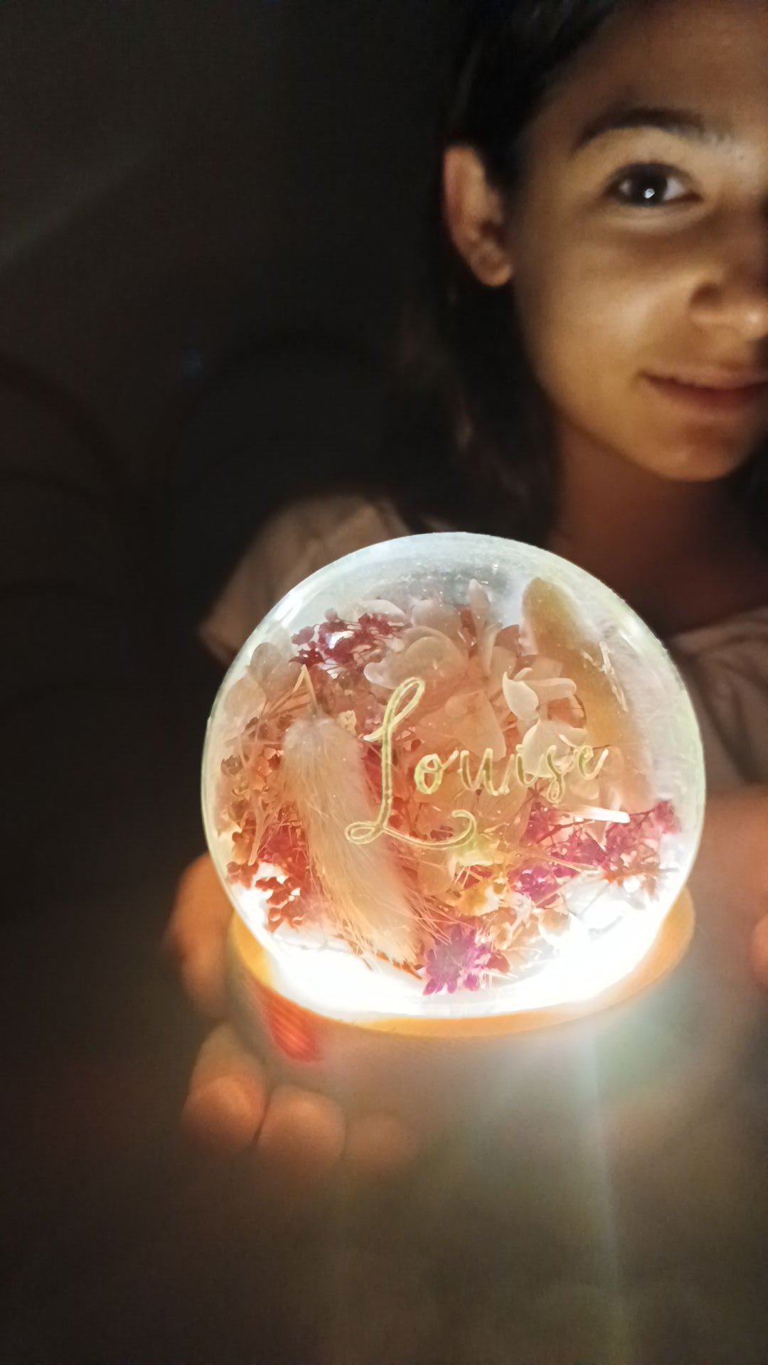 Veilleuse enfant bébé - La dormeuse lumineuse en fleurs séchées terracotta – Image 11