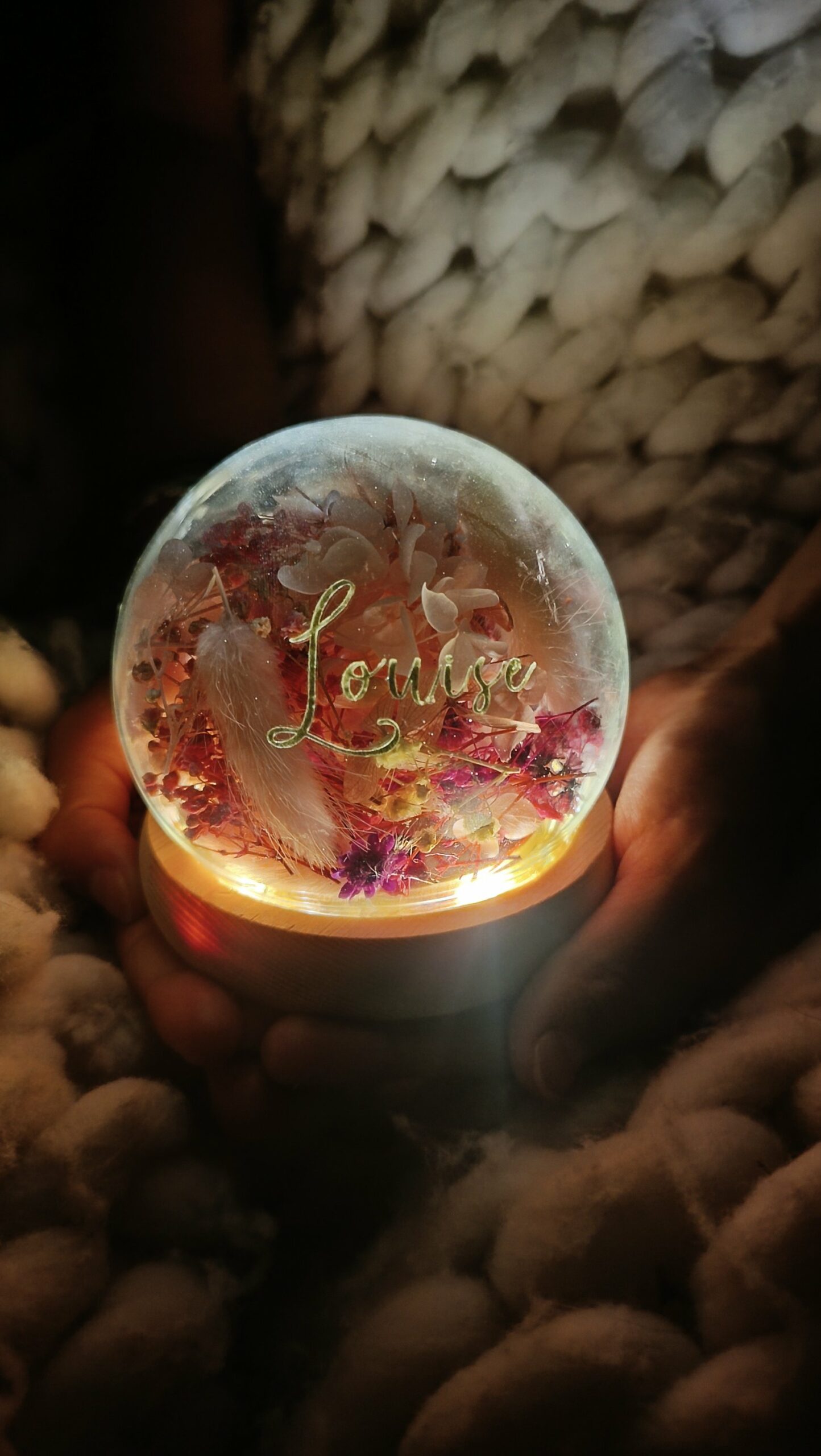 Veilleuse enfant bébé - La dormeuse lumineuse en fleurs séchées terracotta – Image 5