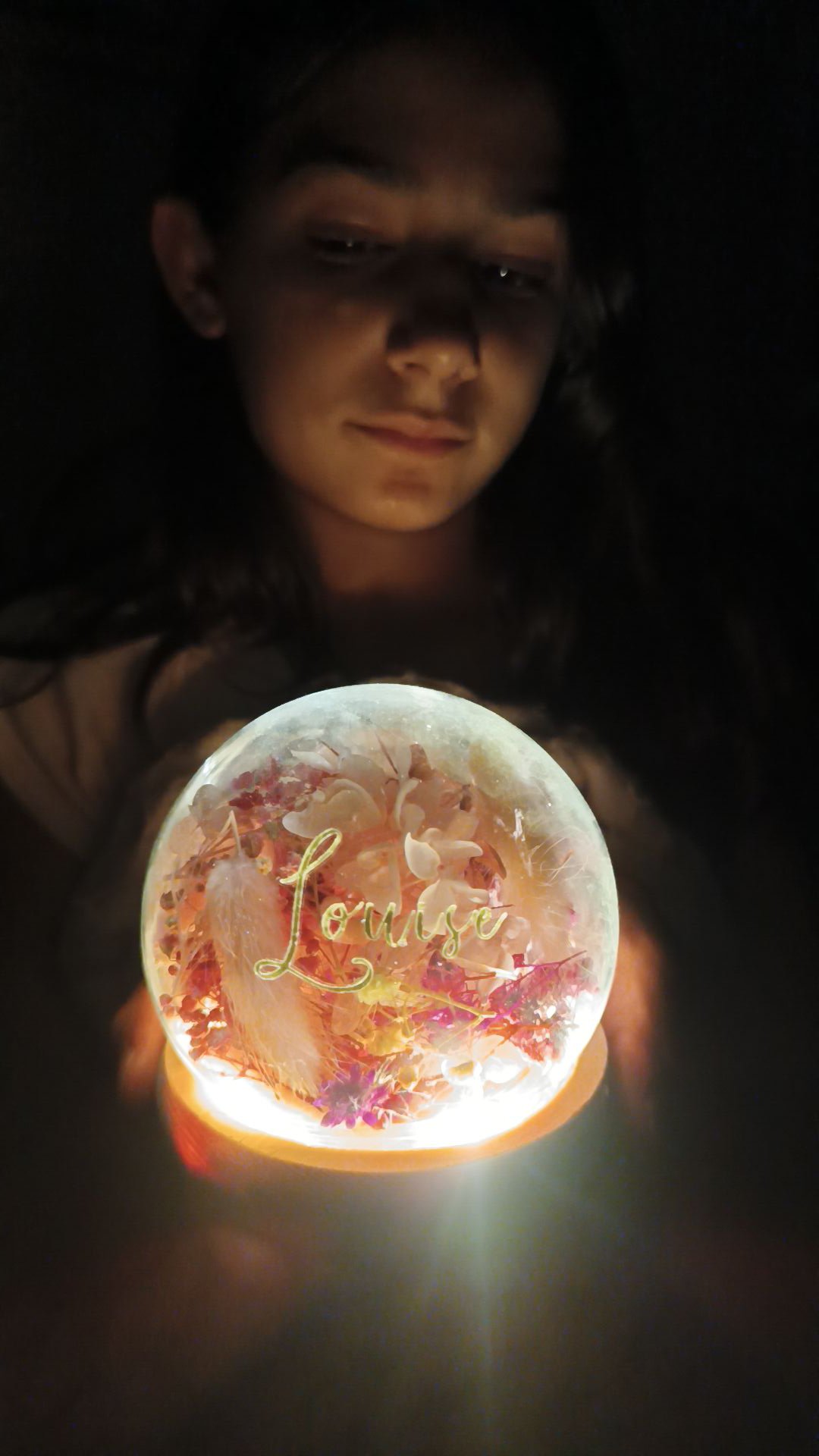 Veilleuse enfant bébé - La dormeuse lumineuse en fleurs séchées terracotta – Image 14