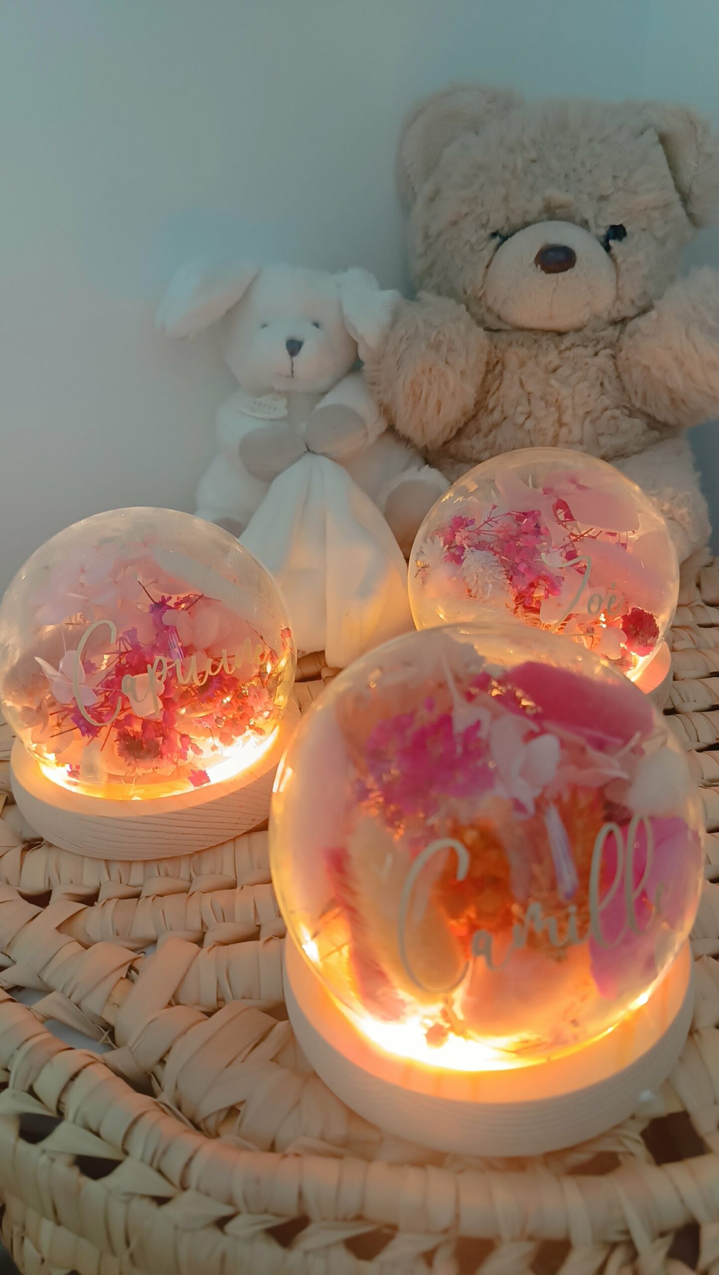 Veilleuse enfant bébé - La dormeuse lumineuse en fleurs séchées terracotta – Image 16