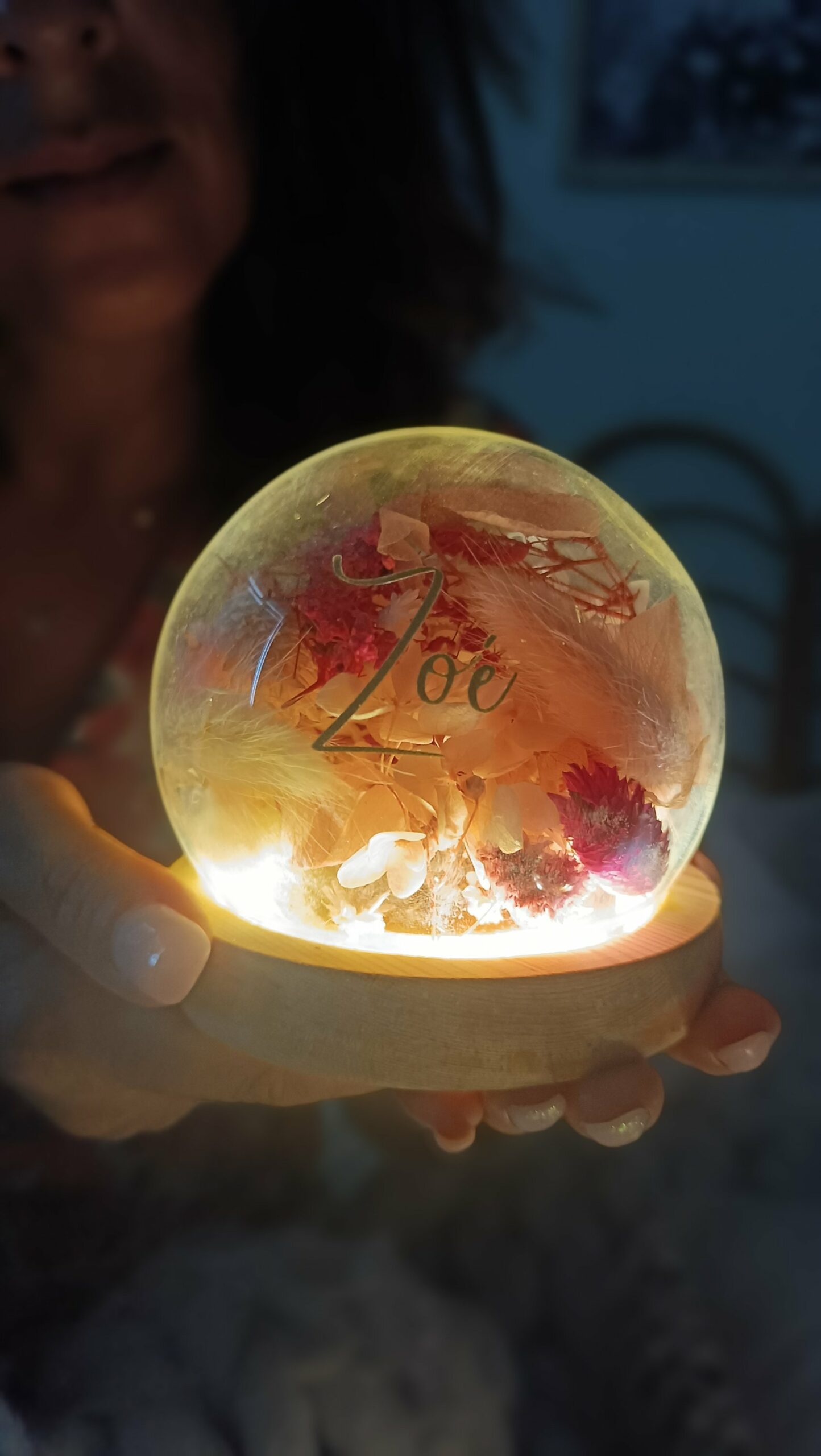 Veilleuse enfant bébé - La dormeuse lumineuse en fleurs séchées terracotta – Image 19