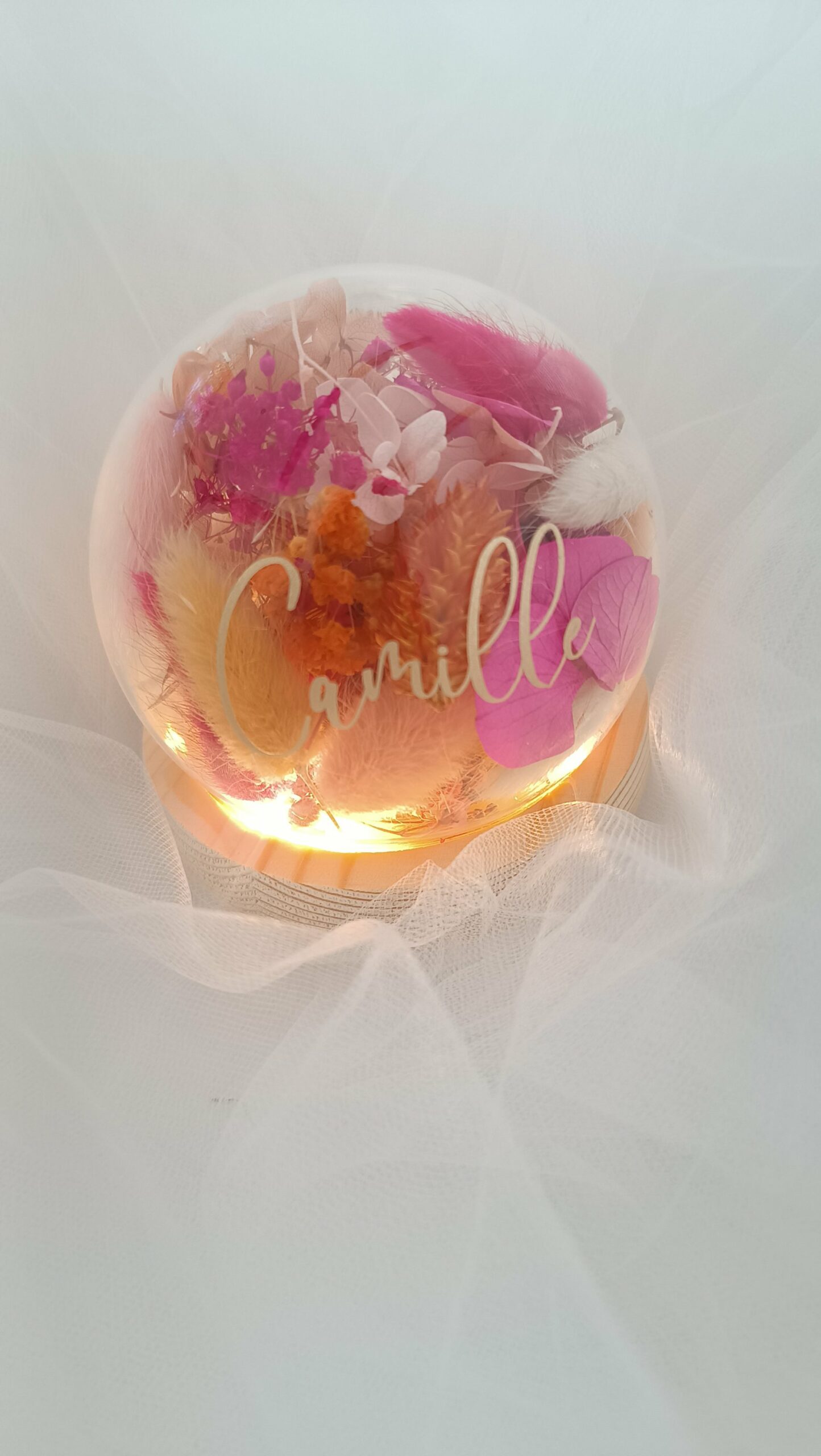 Veilleuse enfant bébé - La dormeuse lumineuse en fleurs séchées terracotta – Image 13