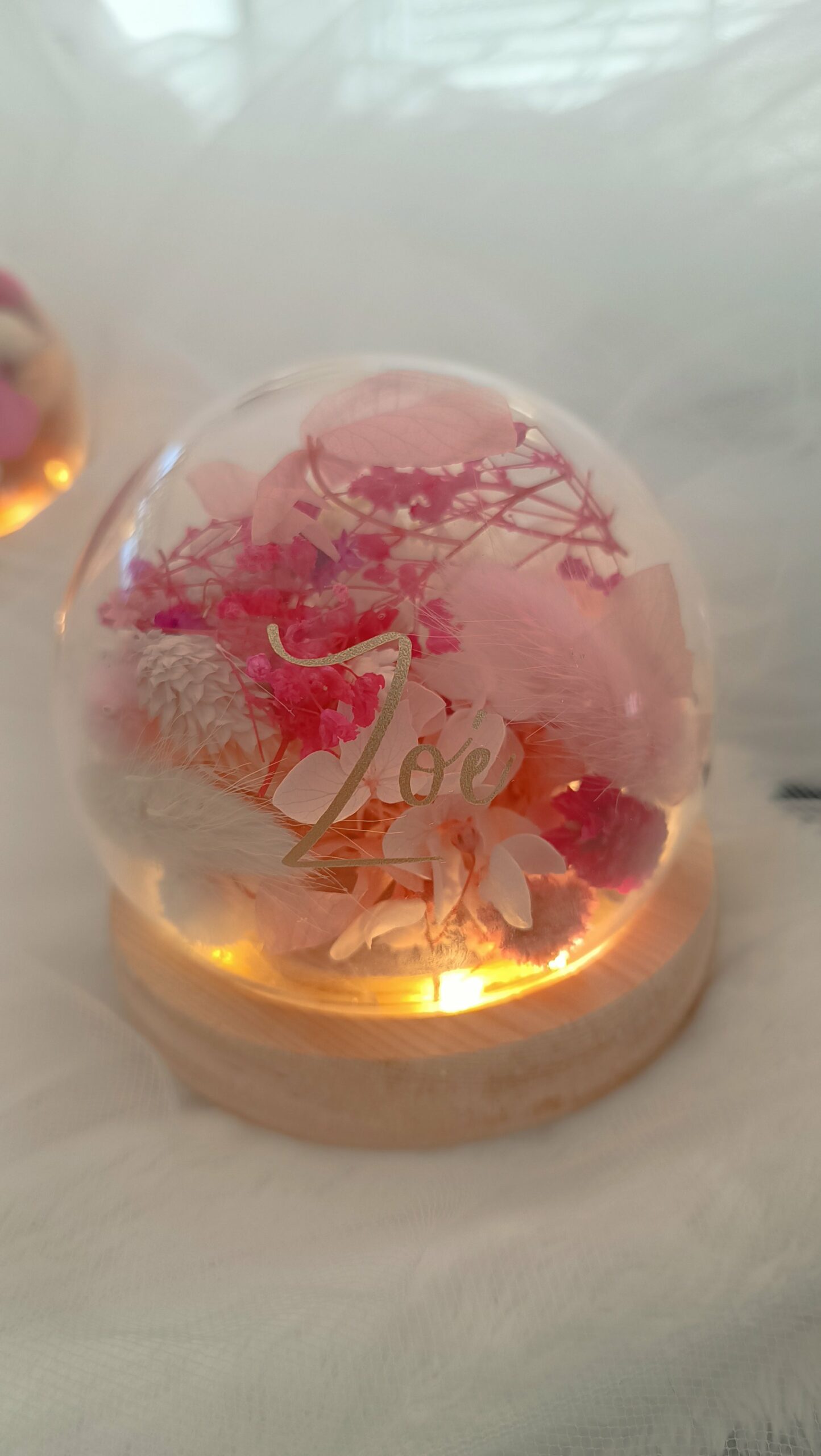 Veilleuse enfant bébé - La dormeuse lumineuse en fleurs séchées terracotta – Image 18